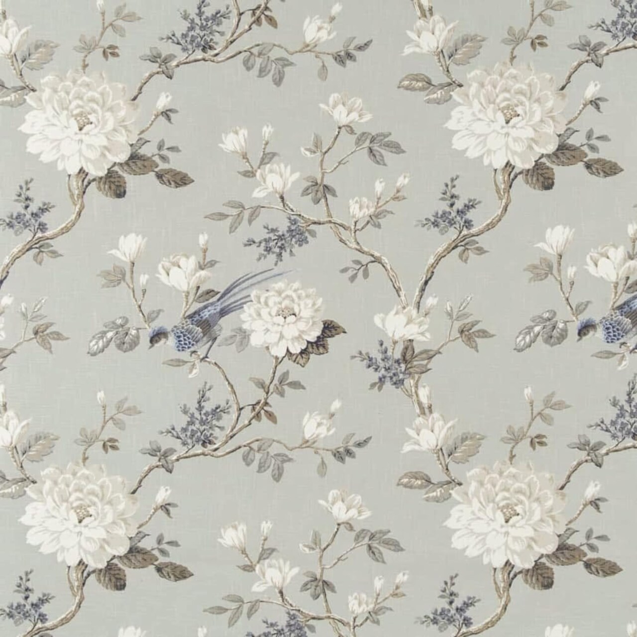 Grey Floral Print Upholstery Fabric by The Yard - SKU: Ward Haze